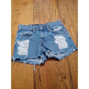 LEVI STRAUSS 550 Jeans Shorts Womens 31 X 27 BLUE Preowned Summer Distressed Rip